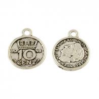 10 stuks - Muntje 10cent zilverkleurig-15mm - #215334