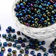 6/0 Rocailles, Iris Ronde, Kleurrijk, 4mm, Hole: 1 mm; ongeveer 450pcs / 50 gramm - #217343
