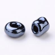6/0 Rocailles, Iris Ronde, Zwart, 4mm, Hole: 1 mm;  100 gramm - #217348