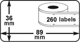 99012 - DymoLabels 36x89 - 260stickers per rol - #6528