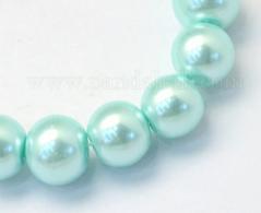 Glasparels per streng, aquamarine transparant, 8 ~ 9mm, Hole: 1 mm; over 105pcs / strand, 31.4&amp;quot; - #492272