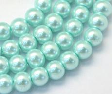Glasparels per streng, aquamarine transparant, 8 ~ 9mm, Hole: 1 mm; over 105pcs / strand, 31.4&amp;quot; - #492272