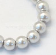 Glasparels per streng, zilver, 4 ~ 5mm, Hole: 1 mm; over 210pcs / strand, 31.4&amp;quot; - #492271