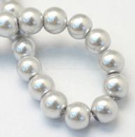 Glasparels per streng, zilver, 4 ~ 5mm, Hole: 1 mm; over 210pcs / strand, 31.4&amp;quot; - #492271