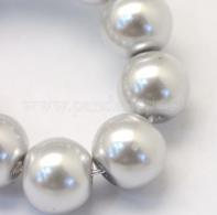 Glasparels per streng, zilver, 8 ~ 9mm, Hole: 1 mm; over 105pcs / strand, 31.4&amp;quot; - #492270