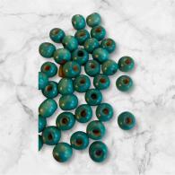 Houtenkraal turquise 8mm bolletje per zakje van 100st - #520781