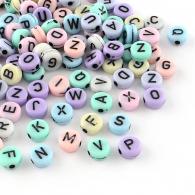 Kinderkralen alfabet letters pastel tinten 7mm- 20gram - ongeveer 125 stuks - #189989