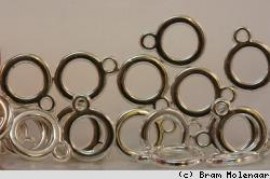 Ring met hanger zilverkleur - 20 stuks - #14268