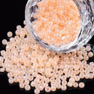 Rocailles, Ceylon, Ronde, bisque, 4mm, Hole: 1,5 mm; ongeveer 450pcs / 50 gramm - #217356