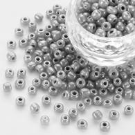 Rocailles, Ceylon, ronde, donkergrijze, 4mm, Hole: 1,5 mm; ongeveer 450pcs / 50 gramm - #217358
