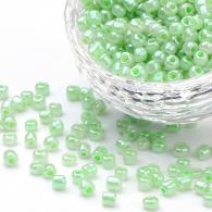 Rocailles, Ceylon, Ronde, Palegreen, 4mm, Hole: 1,5 mm; ongeveer 450pcs / 50 gramm - #217359