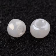 Rocailles, Ceylon, Round, White, 2mm, Hole: 1 mm; ongeveer 3000pcs / 50Gramm - #217394