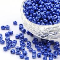 Rocailles, Gesloten Kleuren Lustered, Ronde, Blauw, 4mm, Hole: 1,5 mm; ongeveer 450pcs / 50 gramm - #217383