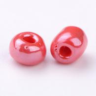 Rocailles, Gesloten Kleuren Lustered, Ronde, Crimson, 4mm, Hole: 1,5 mm; ongeveer 450pcs / 50 gramm - #217380