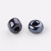 Rocailles, Gesloten Kleuren Lustered, Round, Zwart, 4mm, Hole: 1,5 mm; ongeveer 450pcs / 50 gramm - #217378