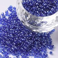 Rocailles, Trans. Kleuren Lustered, ronde, blauw, 2mm, Hole: 1 mm; 3000pcs / 50Gramm - #217406
