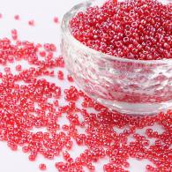 Rocailles, Trans. Kleuren Lustered, Ronde, Crimson, 2mm, Hole: 1 mm; 3000pcs / 50Gramm - #217404