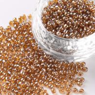 Rocailles, Trans. Kleuren Lustered, Ronde, DarkGoldenrod, 2mm, Hole: 1 mm; 3000pcs / 50Gramm - #217412