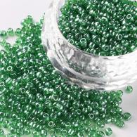 Rocailles, Trans. Kleuren Lustered, Ronde, DarkGreen, 2mm, Hole: 1 mm; 3000pcs / 50Gramm - #217405