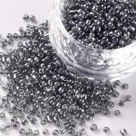 Rocailles, Trans. Kleuren Lustered, Ronde, grijs, 2mm, Hole: 1 mm; 3000pcs / 50Gramm - #217409