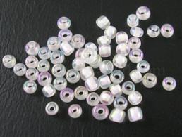 rocailles , doorzichtig, kleur binnen in, wit, 12/0, 2mm, 100gram - #492237