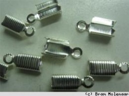 Veterklemmen 10 stuks extra sterk Oudzilver 4x8mm met ribbels - 10stuks - #65